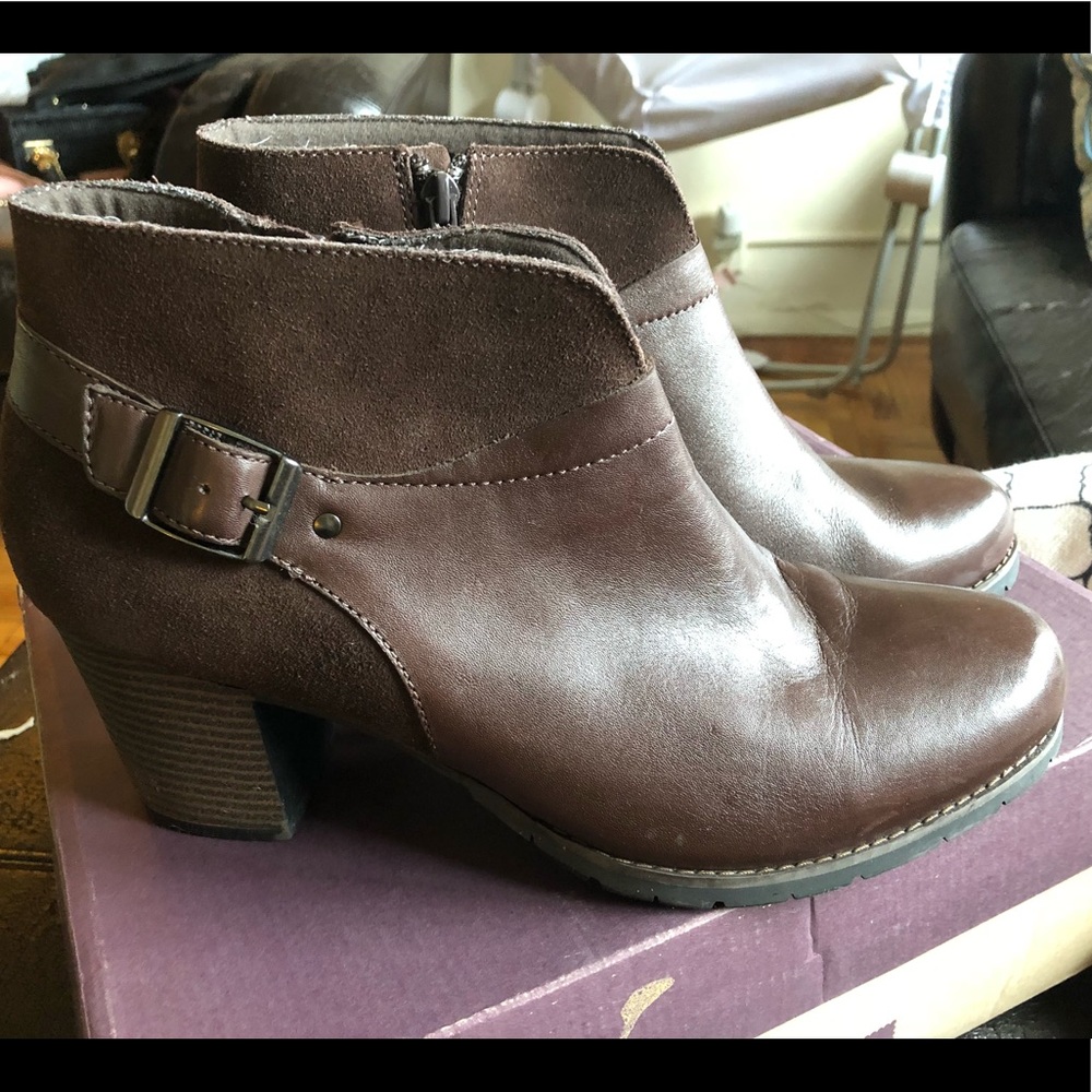 Dark Brown Clarks Booties Size 12